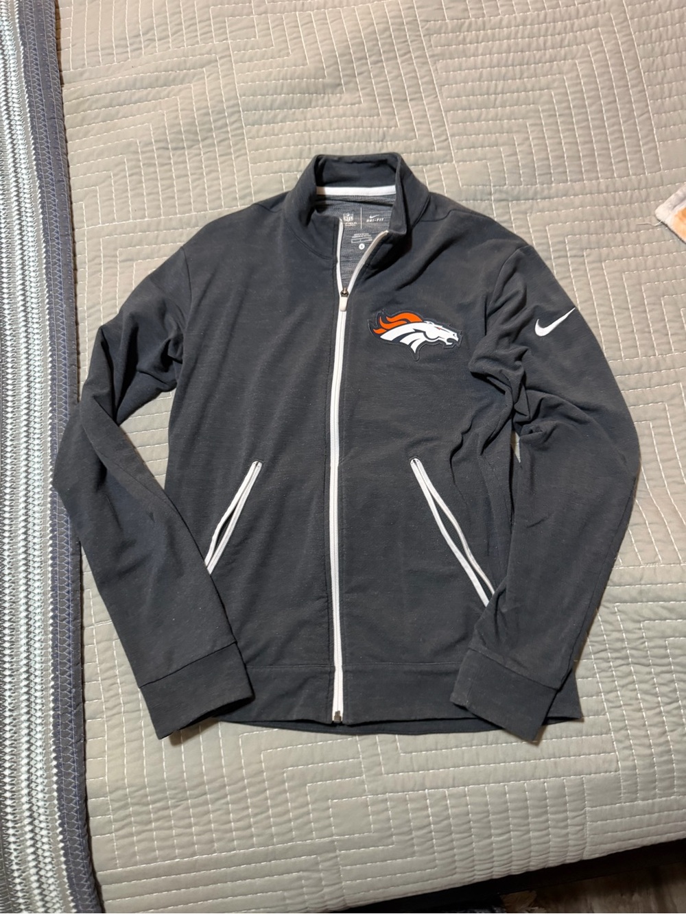 Lightly Worn Nike Denver Broncos Dark Grey Full-Zip Track Jacket